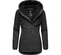 Ragwear Damen warme wasserdichte Winterjacke mit Ziernähten und kuscheliger Kapuze Gordon Intl Black22 Gr. L