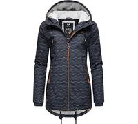 Ragwear Damen warme Winterjacke kurz wasserdicht mit Kapuze Zuzka Winter Navy Zig Zag22 Gr. M