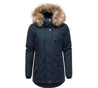 Ragwear Damen warme Winterjacke mit abnehmbarem Kunstfell und flauschigem Teddy Fleece Futter Kurzmantel Tawny Short YOUMODO Navy Gr. M