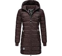 Ragwear Damen Warmer Winter Steppmantel mit Kapuze Tiasa Long Dark Choco Gr. M