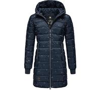 Ragwear Damen Warmer Winter Steppmantel mit Kapuze Tiasa Long Navy Gr. M