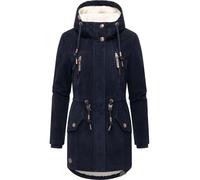 Ragwear Damen warmer Wintermantel wasserdicht mit Teddyfell gefütterter Parka aus Kord-Material mit Kapuze Ellsie Cordy YOUMODO Navy Gr. XS