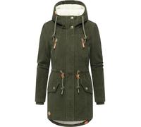 Ragwear Damen warmer Wintermantel wasserdicht mit Teddyfell gefütterter Parka aus Kord-Material mit Kapuze Ellsie Cordy YOUMODO Dark Olive Gr. XS
