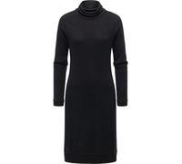 Ragwear Damen warmes Langarm Kleid Midikleid Elegantes Jersey Pulloverkleid mit Rippdetails und Rollkragen Peona Black Gr. XS