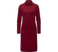 Ragwear Damen warmes Langarm Kleid Midikleid Elegantes Jersey Pulloverkleid mit Rippdetails und Rollkragen Peona Wine Red Gr. M
