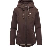 Ragwear Damen wasserdichte leichte Übergangsjacke kurze Jacke mit Kapuze Monadde Dark Choco Gr. L