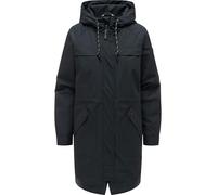 Ragwear Damen wasserdichte und atmungsaktive lange Übergangsjacke Mantel mit verstellbarer Kapuze und 2-Wege-Reißverschluss Ximenna XS-XXL