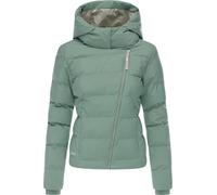 Ragwear Damen wasserdichte Winterjacke warme Steppjacke mit asymmetrischem Reißverschluss und Kapuze Harlen YOUMODO Dusty Green Gr. XS