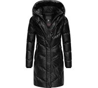 Ragwear Damen wasserdichter shiny Mantel lange warme Winterjacke mit großer Kapuze Natalka Bling YOUMODO Black Gr. XL