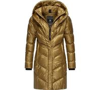 Ragwear Damen wasserdichter shiny Mantel lange warme Winterjacke mit großer Kapuze Natalka Bling YOUMODO Inca Gold Gr. S