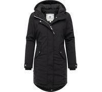 Ragwear Damen warmer langer Mantel wasserdichter Softshell-Kurzmantel mit Kapuze und Taillenzugband Itiga XS-XXL