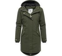 Ragwear Damen warmer langer Mantel wasserdichter Softshell-Kurzmantel mit Kapuze und Taillenzugband Itiga XS-XXL