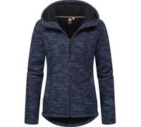 Kapuzenstrickjacke RAGWEAR "Lyshka Melange", Damen, Gr. L (40), blau (navy), Grobstrick, Obermaterial: 56% Baumwolle, 44% Polyester; Innenfutter: 100% Polyester, sportlich, figurumspielend hüftbedecke