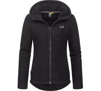 Ragwear Damen weiche Strickjacke leichte Übergangsjacke mit kuscheligem Teddyfleece und Kapuze Lyshka Melange YOUMODO Black Gr. XL