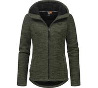 Ragwear Damen weiche Strickjacke leichte Übergangsjacke mit kuscheligem Teddyfleece und Kapuze Lyshka Melange YOUMODO Dark Olive Gr. XXL