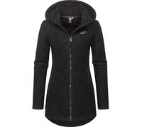 Ragwear Damen weiche Strickjacke mit Teddyfell-Innenfutter und Kapuze Lange Übergangsjacke Leysha Melange YOUMODO Black Gr. S