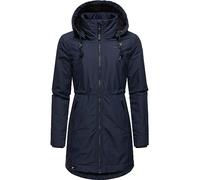 Ragwear Damen Wintermantel Warmer Parka lang wasserdicht mit Abnehmbarer Kapuze Dakkota Navy Gr. L