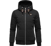Ragwear Damen Winter Steppjacke wasserdicht (Wasseräule 8.000mm) mit Kapuze Nuggys Solid Black Gr. M