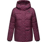 Ragwear Damen Winter-Steppjacke Wikesh Print Hahnentritt wasserdicht | Länge: po-bedeckend, Kapuze, atmungsaktiv, gerader Schnitt; für kalte City- und Outdoor-Tage.