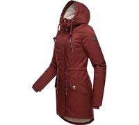 Ragwear Damen Wintermantel warm gefütterter Parka lang wasserdicht mit Kapuze Elsie Melange Wine Red Gr. S