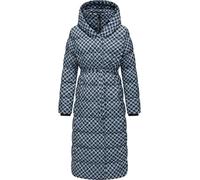 Ragwear Damen Wintermantel Warmer atmungsaktiver und wasserdichter Steppmantel lang mit angesagtem Hahnentritt Muster mit Kapuze Niara Long Print YOUMODO Cloud Gr. 3XL