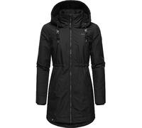 Ragwear Damen Wintermantel Warmer Parka lang wasserdicht mit Abnehmbarer Kapuze Dakkota Black Gr. S