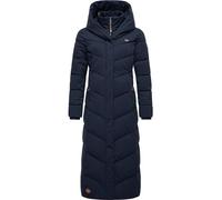 Steppmantel RAGWEAR "Natalka Extralong" Gr. 5XL (50), blau (navy) Damen Mäntel Übergangsmäntel Gesteppter Mantel mit Kapuze (14532229-5XL)