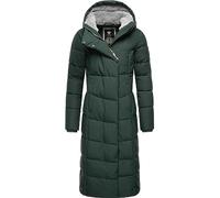 Ragwear Damen Wintermantel Warmer Steppmantel extralang wasserdicht und atmungsaktiv Pavla Extralong Dark Green Gr. M
