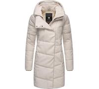 Ragwear Damen Wintermantel Warmer Steppmantel lang in Wolloptik mit Kapuze Pavla Coat YOUMODO Ecru Gr. XS