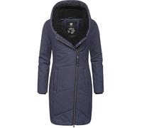 Wintermantel RAGWEAR "Gordon Long" Gr. S (36), blau (marine) Damen Mäntel Wintermäntel gesteppter Winterparka mit asymmetrischem Kragen (88363121-S)