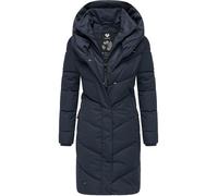 Winterjacke RAGWEAR "Natalka" Gr. S (36), blau (dunkelblau) Damen Jacken Lange stylischer, gesteppter Winterparka mit gefütterter Kapuze (33375344-S)