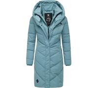 Ragwear Damen Wintermantel warmer Steppmantel lang wasserdicht mit Kapuze Natalka Intl Stone Blue25 Gr. L