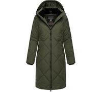 Ragwear Damen Wintermantel Warmer wasserdichter Steppmantel lang mit Abnehmbarer Kapuze Rebela YOUMODO Dark Olive Gr. XXL