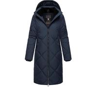 Ragwear Damen Wintermantel Warmer wasserdichter Steppmantel lang mit Abnehmbarer Kapuze Rebela YOUMODO Navy Gr. M