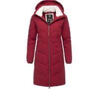 Ragwear Damen Wintermantel warmer wasserdichter Steppmantel lang mit abnehmbarer Kapuze Rebelka Dark Red25 Gr. XXL