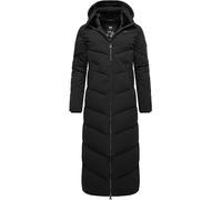 Ragwear Damen Wintermantel Warmer wasserdichter Steppmantel lang mit Abnehmbarer Kapuze Rebelka Extralong Black Gr. XXL