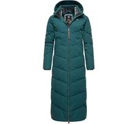 Ragwear Damen Wintermantel Warmer wasserdichter Steppmantel lang mit Abnehmbarer Kapuze Rebelka Extralong Dark Green Gr. XXL