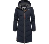Ragwear Damen Wintermantel warmer wasserdichter Steppmantel lang mit abnehmbarer Kapuze Rebelka Navy22 Gr. XS