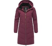 Ragwear Damen Wintermantel warmer wasserdichter Steppmantel lang mit abnehmbarer Kapuze Rebelka Wine25 Gr. XXL