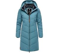 Langer wasserdichter Winter Steppmantel mit abnehmbarer Kapuze "Rebelka" Stone Blue25 S