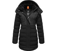 Ragwear Damen Wintermantel Warmer wasserdichter Steppmantel lang mit Kapuze Ashanta Block Black23 Gr. XL