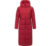 Ragwear Damen Wintermantel warmer wasserdichter und atmungsaktiver Steppmantel extralang mit Kapuze Patrise YOUMODO Dark Red25 Gr. S