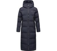 Ragwear Damen Wintermantel warmer wasserdichter und atmungsaktiver Steppmantel extralang mit Kapuze Patrise YOUMODO Navy24 Gr. S