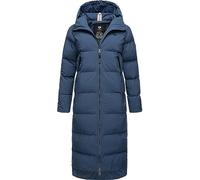 Ragwear Damen Wintermantel warmer wasserdichter und atmungsaktiver Steppmantel extralang mit Kapuze Patrise YOUMODO Indigo Blue Gr. XL