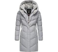 Ragwear Damen Wintermantel Warmer wasserdichter und atmungsaktiver Steppmantel lang mit Kapuze und hohem Teddy-Fleece-Kragen Natalka Cosy YOUMODO Light Grey Gr. M
