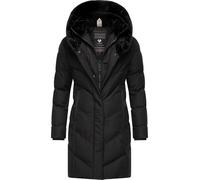 Ragwear Damen Wintermantel Warmer wasserdichter und atmungsaktiver Steppmantel lang mit Kapuze und hohem Teddy-Fleece-Kragen Natalka Cosy YOUMODO Black Gr. 6XL