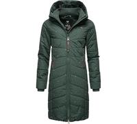 Ragwear DIZZIE COAT Damen Frauen Mantel,Parka,Steppmantel,lange Jacke,Stehkragen,wasserdicht (DE/NL/SE/PL, Alphanumerisch, L, Regular, Regular, Dark Green with Dots)