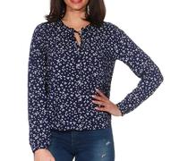 Ragwear Elegante Bluse Ione Print mit dezentem Rüschenausschnitt und Blumenmuster, Midnight, M