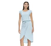 Ragwear ETHANY Damen Frauen Kurzarmkleid,Kleid,Freizeitkleid,Sommerkleid,Kurzarm,Gummizug,Wickel-Optik,Blau,L