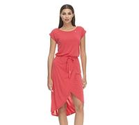 Ragwear ETHANY Damen Frauen Kurzarmkleid,Kleid,Freizeitkleid,Sommerkleid,Kurzarm,Gummizug,Wickel-Optik,Rot,L